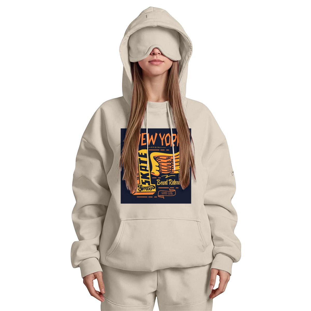 Women's Travel Nap Hoodie with Built-in Eye Mask|DTF Yoycol