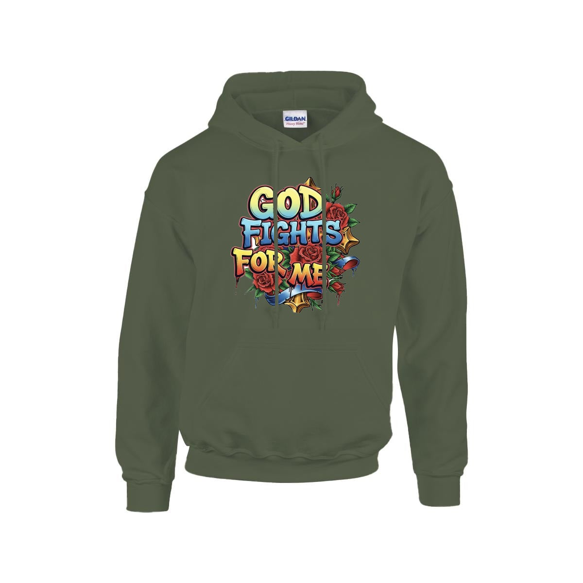 Men's Hoodie Printed in USA |Gildan 18500 Front DTF