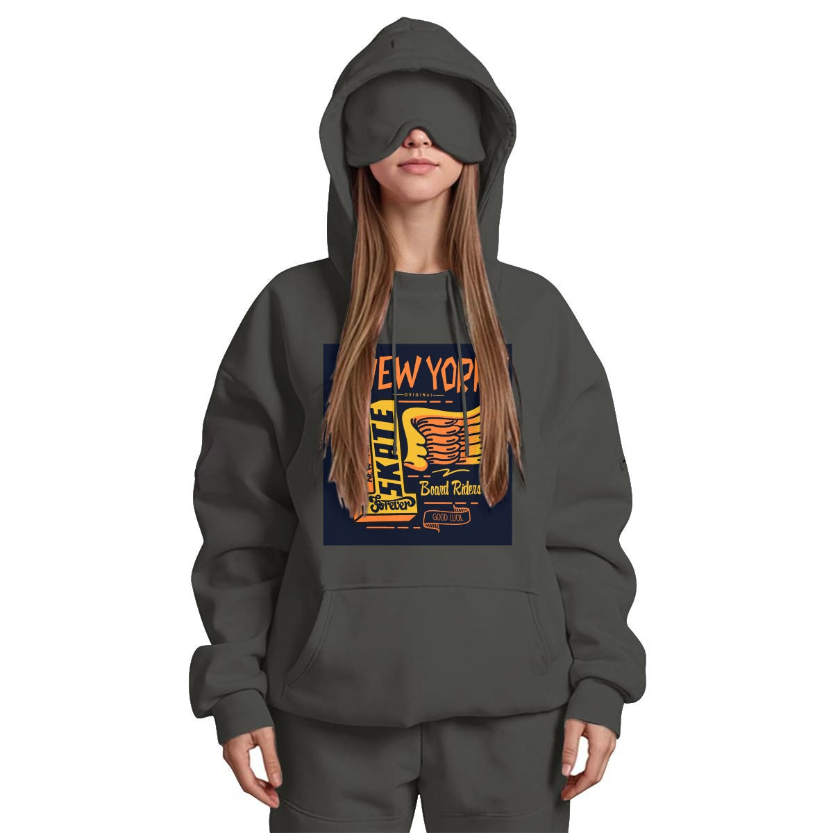 Women's Travel Nap Hoodie with Built-in Eye Mask|DTF Yoycol
