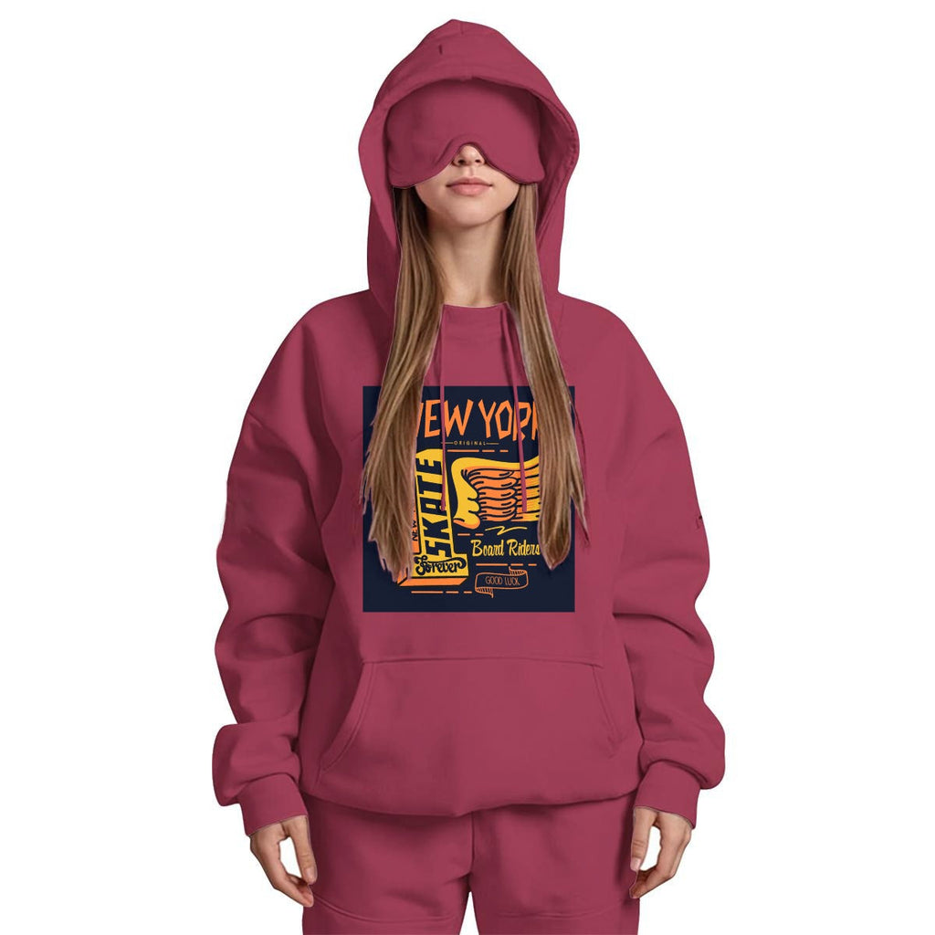 Women's Travel Nap Hoodie with Built-in Eye Mask|DTF Yoycol
