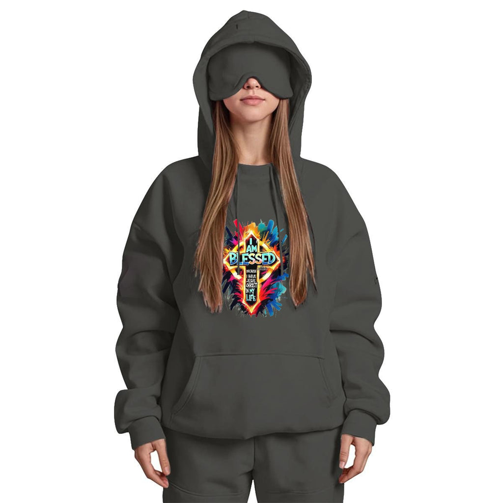 Women's Travel Nap Hoodie with Built-in Eye Mask|DTF Yoycol
