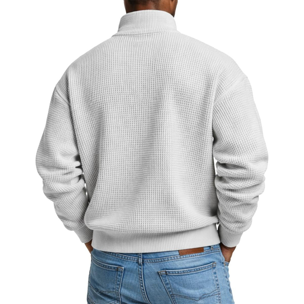 Men's Waffle Knit Casual Sweatshirt With Half Zipper|DTF Yoycol