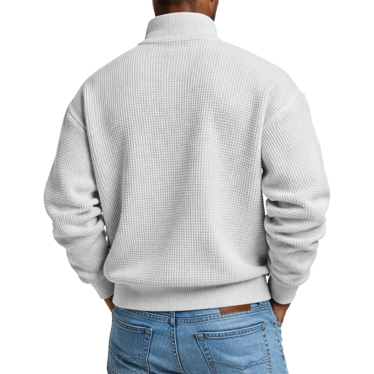 Men's Waffle Knit Casual Sweatshirt With Half Zipper|DTF Yoycol