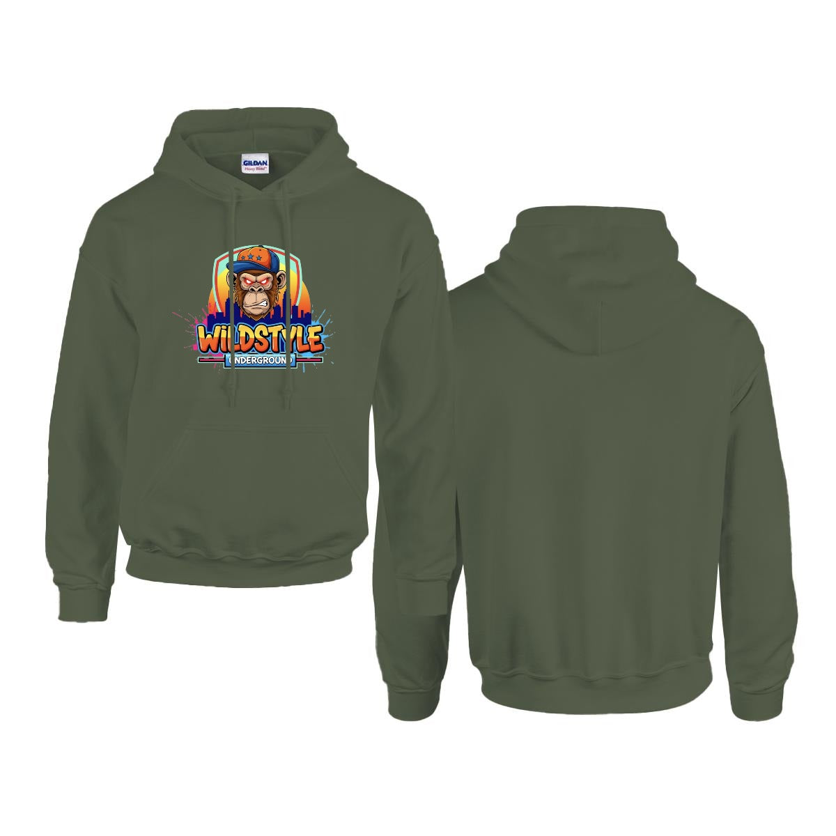 Men's Hoodie Printed in USA |Gildan 18500 Front DTF