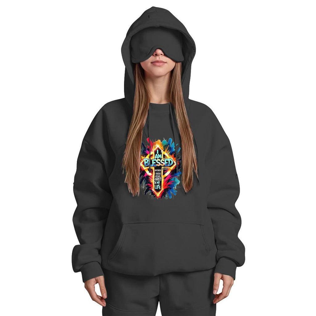 Women's Travel Nap Hoodie with Built-in Eye Mask|DTF Yoycol