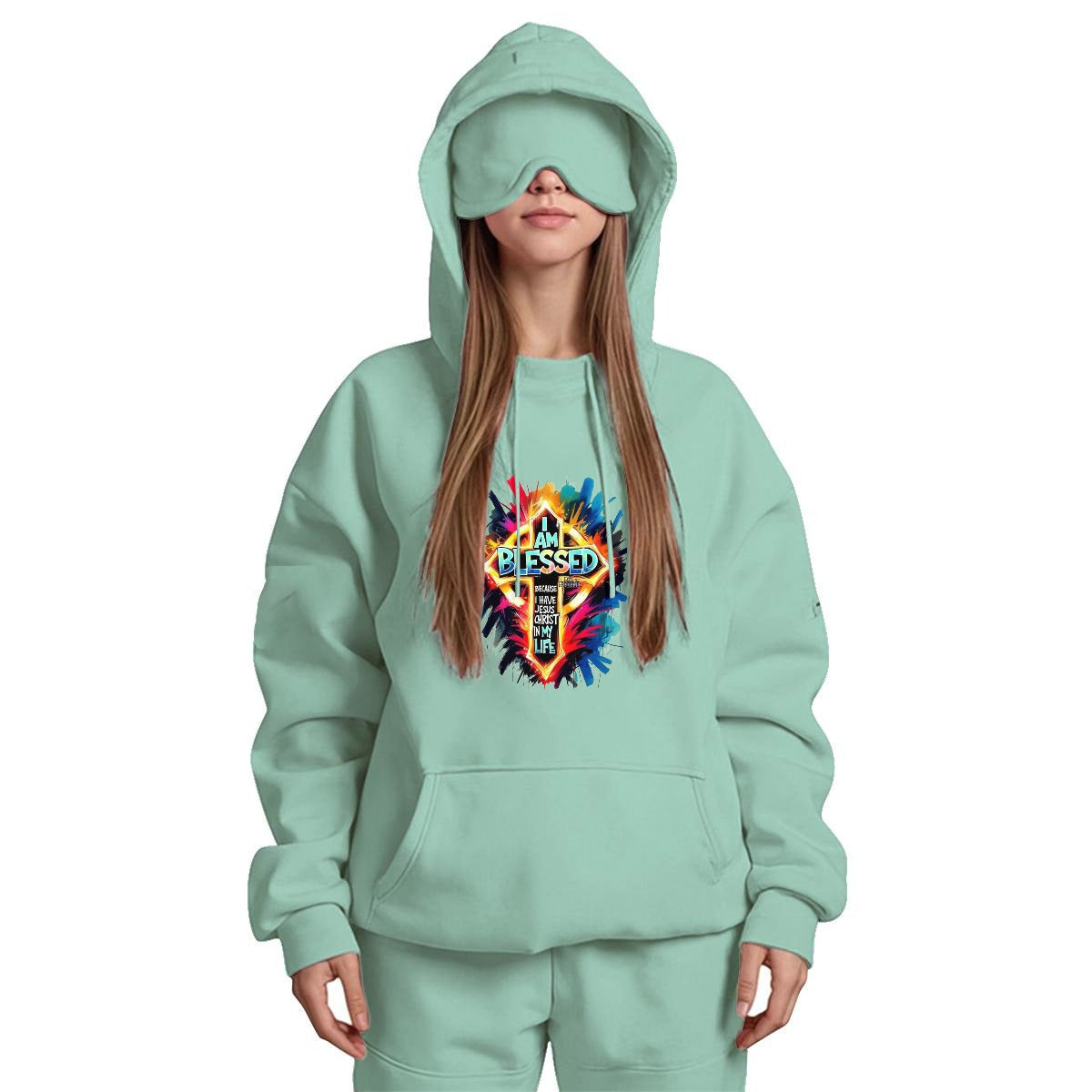 Women's Travel Nap Hoodie with Built-in Eye Mask|DTF Yoycol