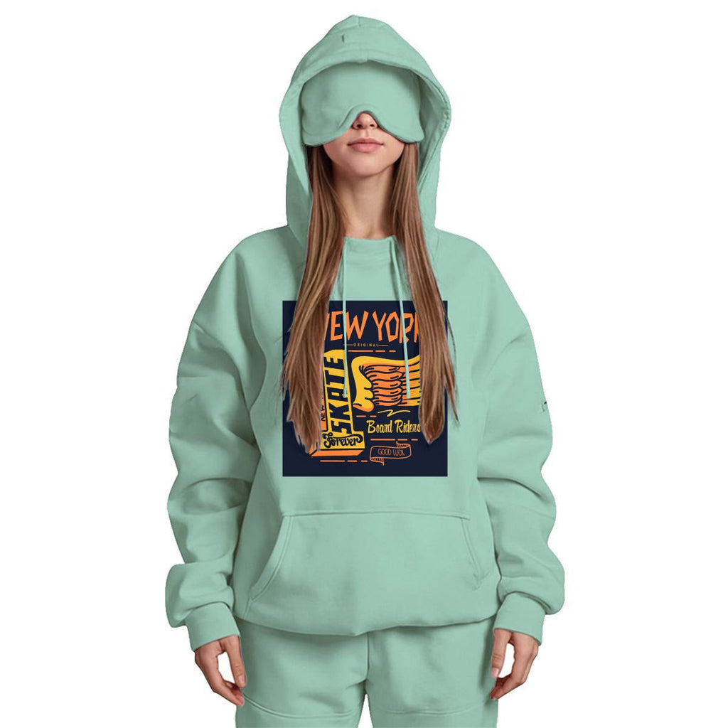 Women's Travel Nap Hoodie with Built-in Eye Mask|DTF Yoycol