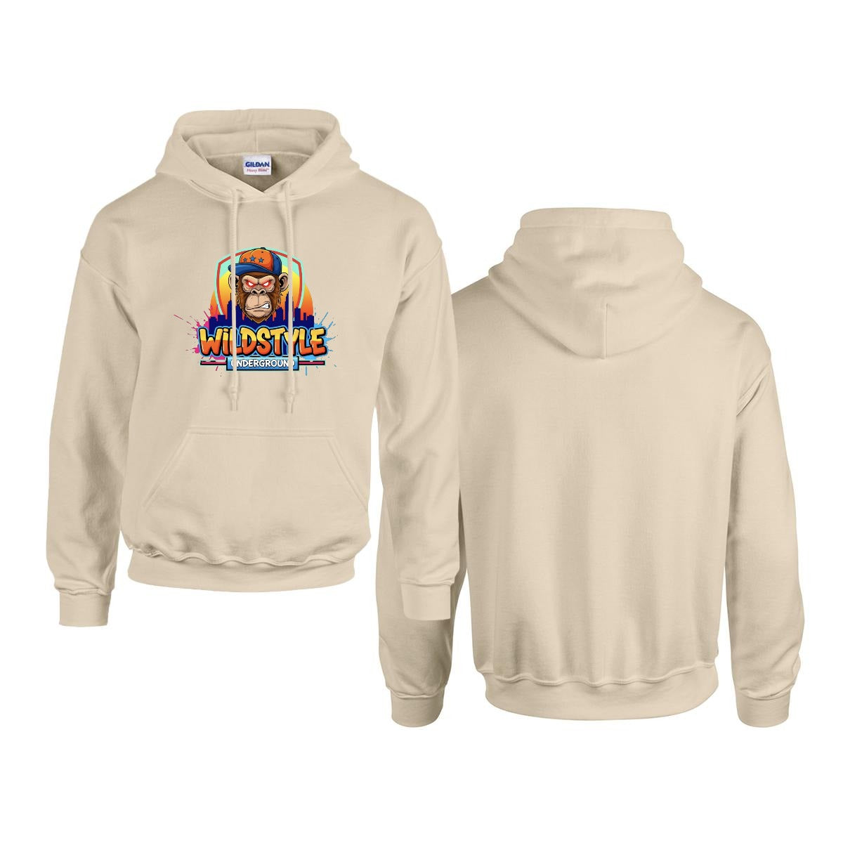 Men's Hoodie Printed in USA |Gildan 18500 Front DTF