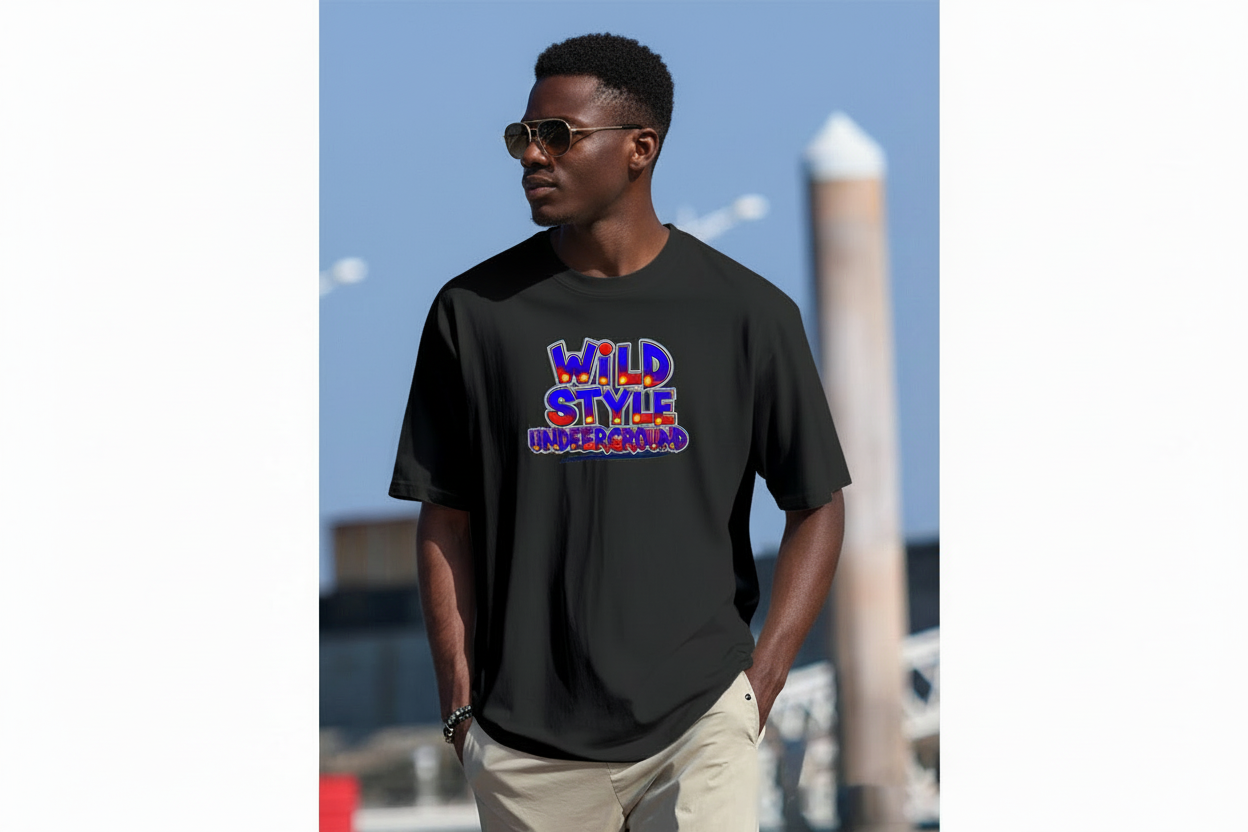 Men's T-Shirt Printed in USA|180GSM Front & Back DTF wildsyle underground