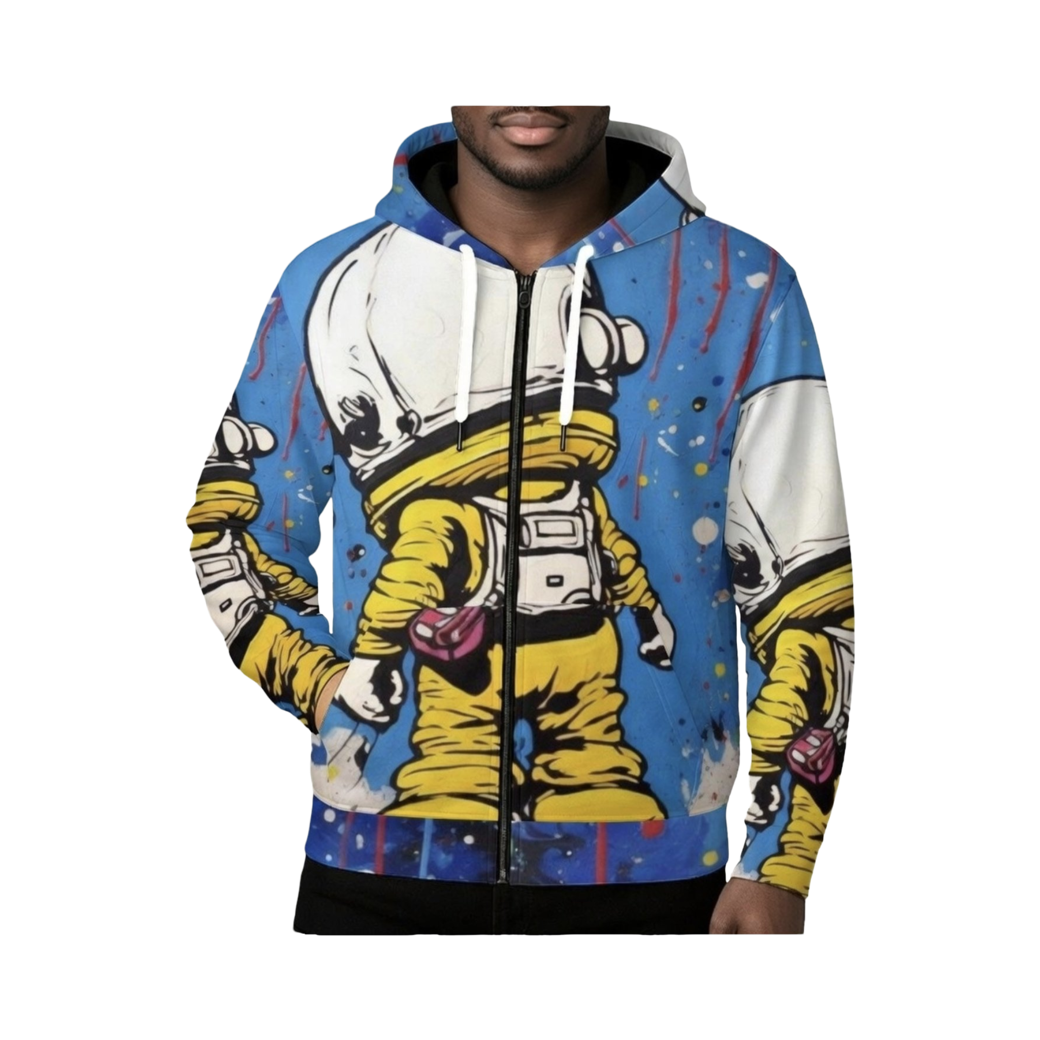 All-Over Print Zip Up Hoodie With Pocket
