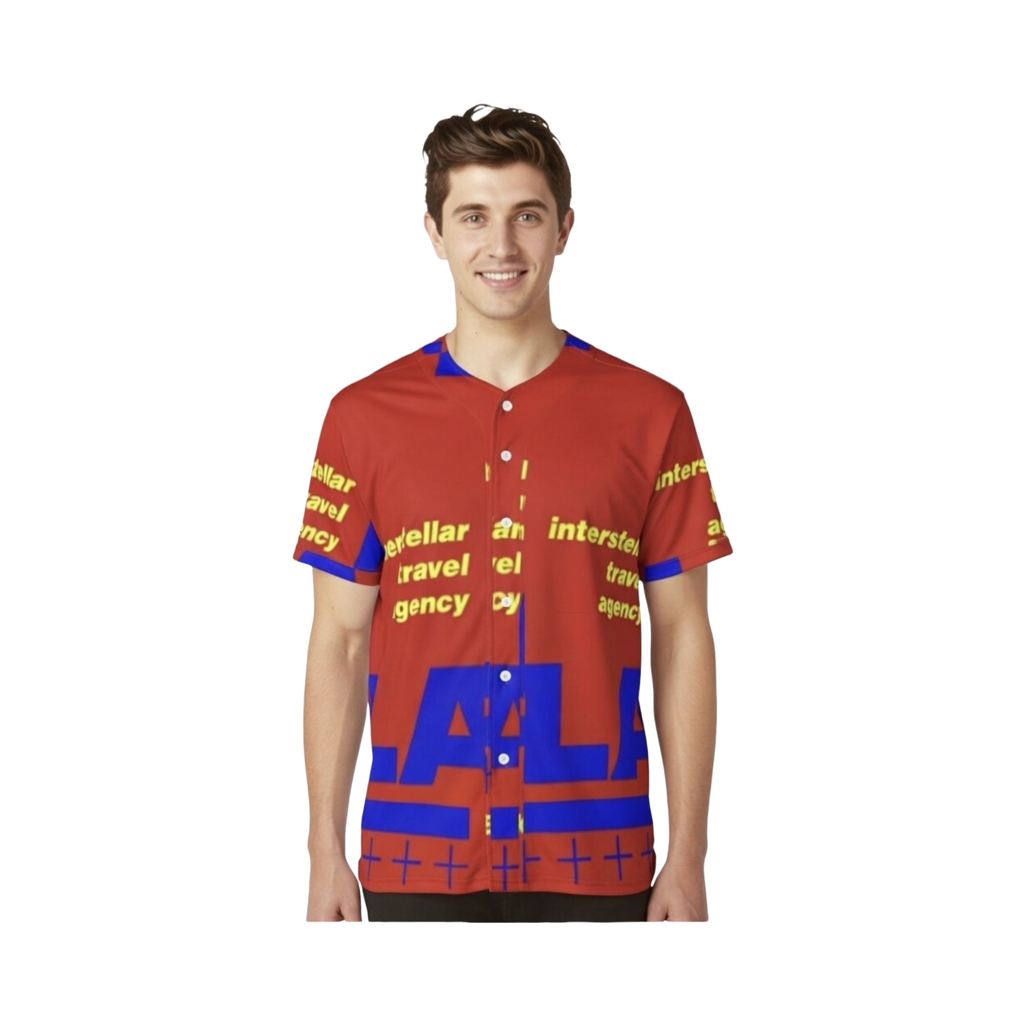 All-Over Print Men's Short Sleeve Baseball Jersey With Pinstripes