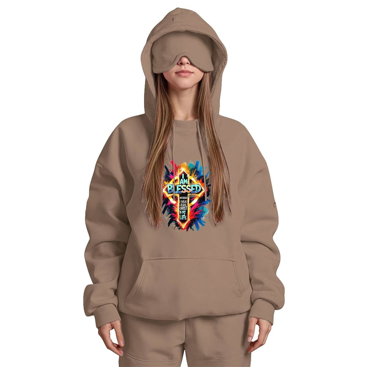Women's Travel Nap Hoodie with Built-in Eye Mask|DTF Yoycol